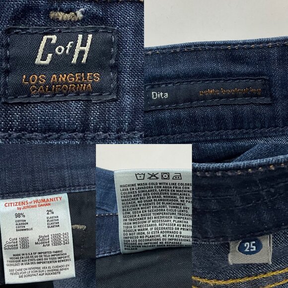 Citizens Of Humanity COH Dita Petite Bootcut Leg Jeans 25 Blue Low Rise Zip Fly - Picture 4 of 13